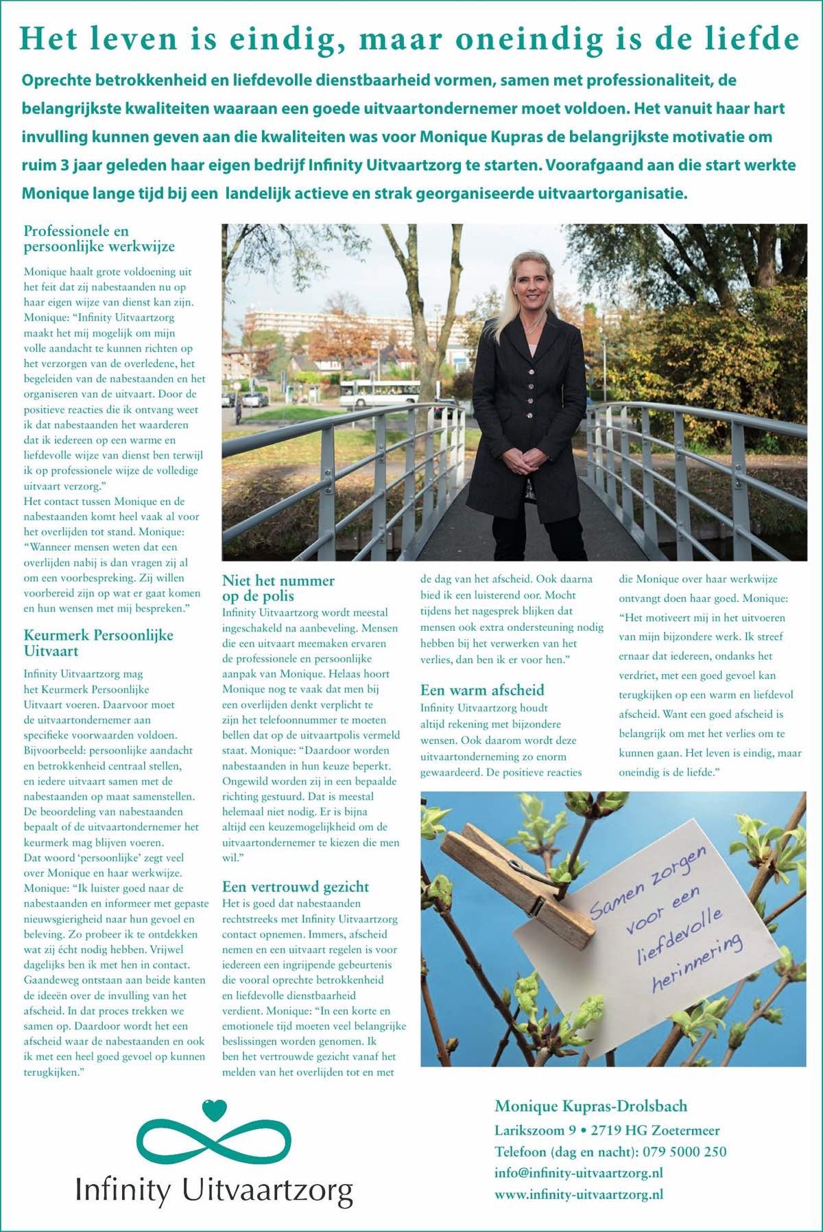 Infinity advertentie in de Zorgbijlage van Postiljon postiljon zorgspecial